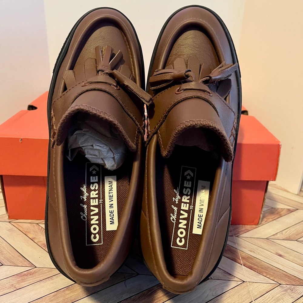 Converse Chuck 70 De Luxe Heel Loafer‎ Platform Leather Wmn 7 Dark Roast A14715C - Picture 4 of 9